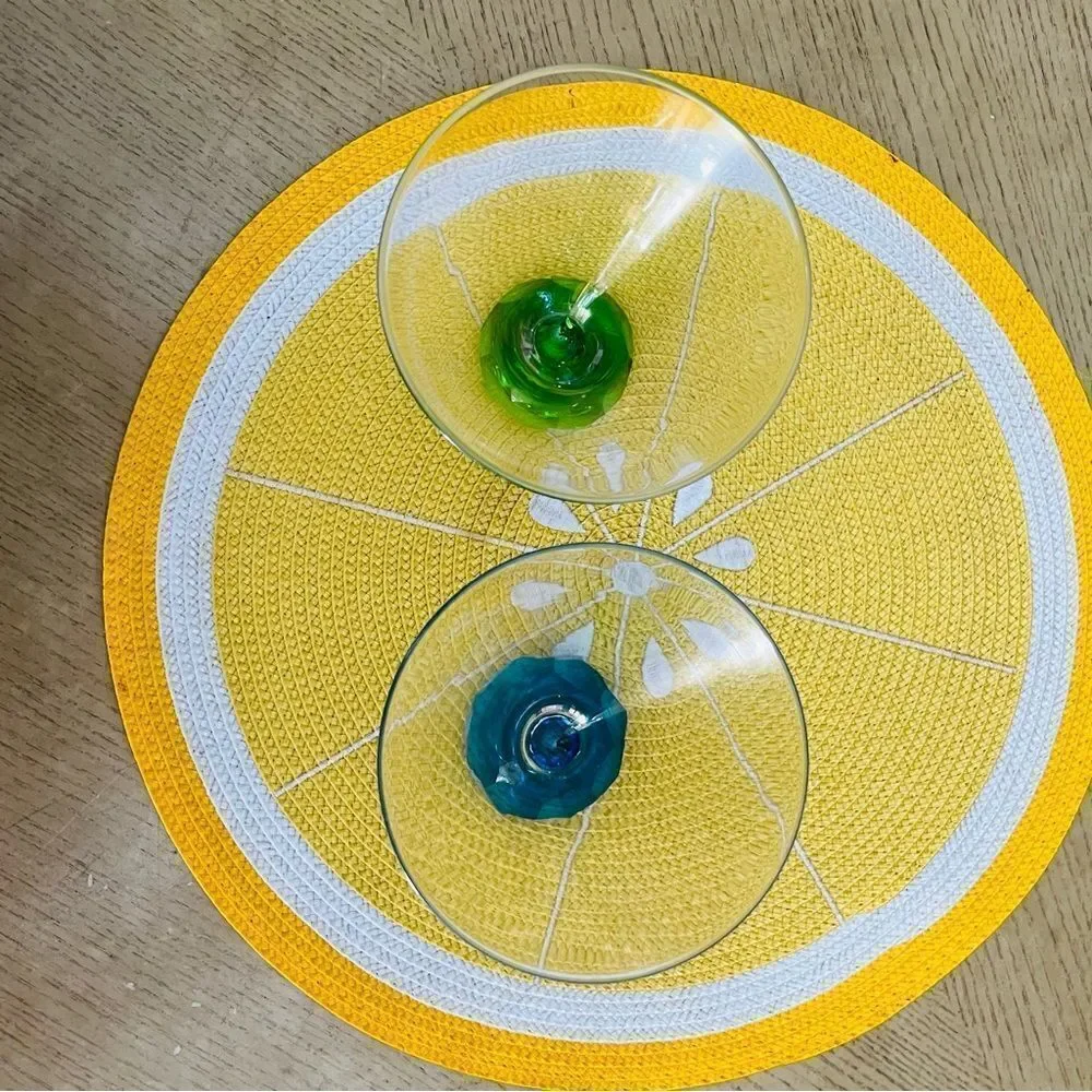 Set Of 2 Martini, Vodka Cocktail Bottom Bubble Glasses